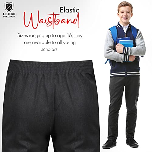 Listers Schoolwear Boys Pull Up School Elasticated Trousers Black Grey Navy Age 2 3 4 5 6 7 8 9 10 11 12 13 14 15 16 Years