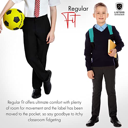 Listers Schoolwear Boys Pull Up School Elasticated Trousers Black Grey Navy Age 2 3 4 5 6 7 8 9 10 11 12 13 14 15 16 Years