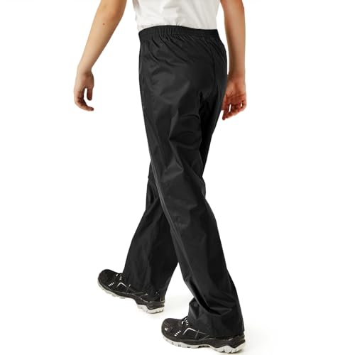 Regatta Kids Pack It Waterproof Overtrousers - Black -7-8 Yrs