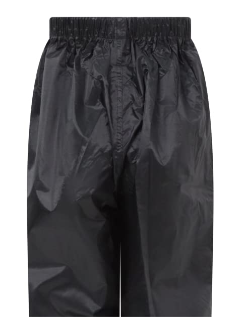 Kids Waterproof Rain Over Trousers Childrens Childs Boys and Girls Rainwear (13 Years, Black)