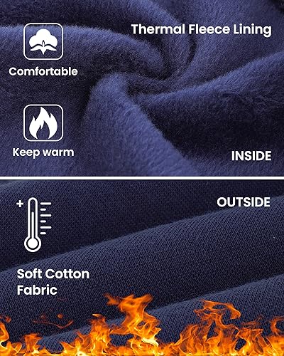 Auranso Girls Fleece Lined Thermal Leggings Cotton Winter Warm Thick Trousers Tights for Kids Navy, 11-13 Years