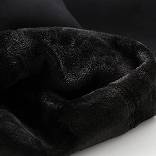 Girls Fleece Lined Leggings Cotton Thermal Trousers Winter Stretch High Waist Children Daily School Casual Solid Pants for Kids 3-12 Years - Pack of 2 Black