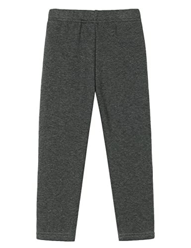 Dybker Girl Legging Cotton Kids Stretchy Pants Plain Tights Trouser Dance Full Length, Thick, Dark Gray, 120