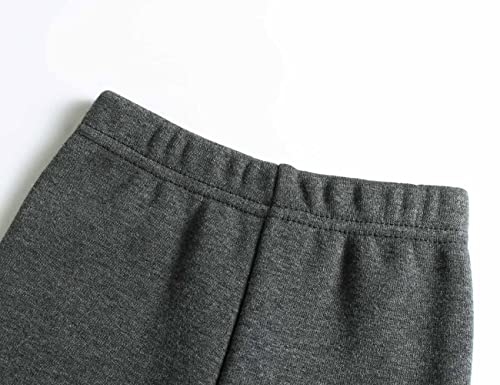 Dybker Girl Legging Cotton Kids Stretchy Pants Plain Tights Trouser Dance Full Length, Thick, Dark Gray, 120