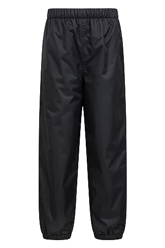 Mountain Warehouse Waterproof Fleece Lined Kids Trousers - Breathable Girls & Boys Pants, Taped Seams, Warm - for Walking, Travelling, Hiking Black 5-6 Years