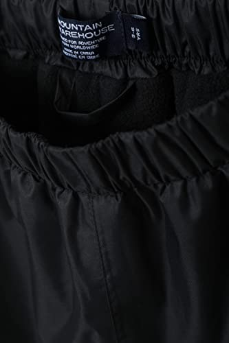 Mountain Warehouse Waterproof Fleece Lined Kids Trousers - Breathable Girls & Boys Pants, Taped Seams, Warm - for Walking, Travelling, Hiking Black 5-6 Years