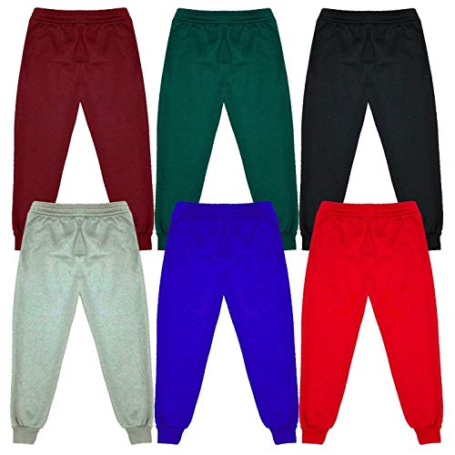 Kids Fleece Jogging Bottoms Boys Girls Sports PE Joggers Children Unisex Casual Fleece Pull On Trousers School Play Tracksuit Classic Bottom Soft Jog Pants (Green, 7-8 Years)
