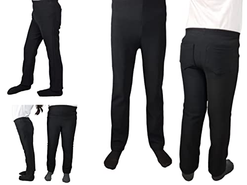 Girls 2Way Fine Stretch Ribbed Fabric Bootleg Style Pull Up School Trousers, Plain Elasticated Waist Comfortable Fit Trouser with 2 Back Pockets (5-6 Years, Grey)