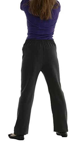 Girls Pull Up Slim Fit Elasticated School Uniform Trousers Pull On with Heart Pendant 3-16 Years Black