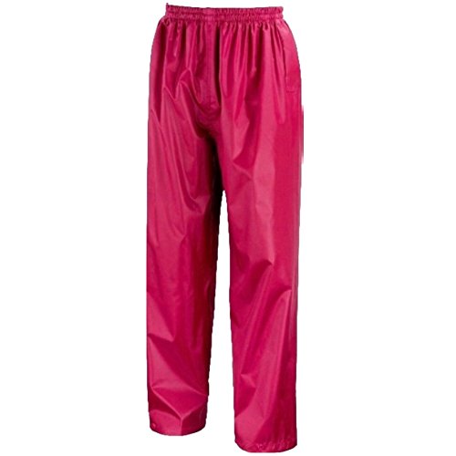 Rainsuit Shop Kids Waterproof Over Trousers in Black, Pink, Red or Royal Blue Childs Childrens Boys Girls (11-12 Years, Pink)