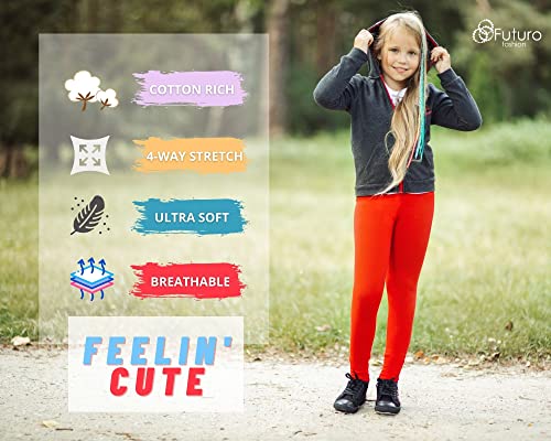 FUTURO FASHION Girls Children Full Length Plain Cotton Leggings Cycling Casual Wear Infant Trousers Leggings Solid Tights Pants for Kids Black 7 Years Child