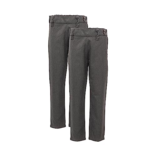 2 Pack Girls Trousers for School Uniform Adjustable Non Iron for Ages 4 to 10 Years, 7-8 Years Grey
