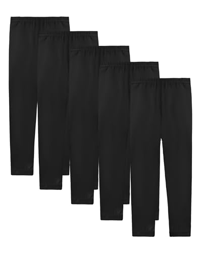 JOCMIC 5 Pack Girls Leggings Full Length Kids Toddler Leggings Girls School Trousers Pants 5-14 Years