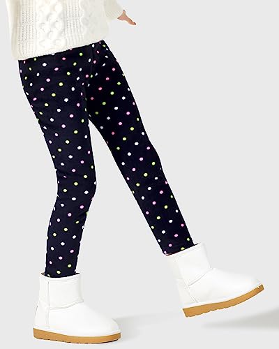Adorel Girls Fleece Lined Leggings Winter Trousers Pack of 2 Dots & Stars 4-5 Years (Manufacturer Size 110)