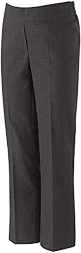 School Uniform Trouser Girls Back to School UK Half Elasticated Waist Slim Fit Trouser (13-14 Years, Grey)