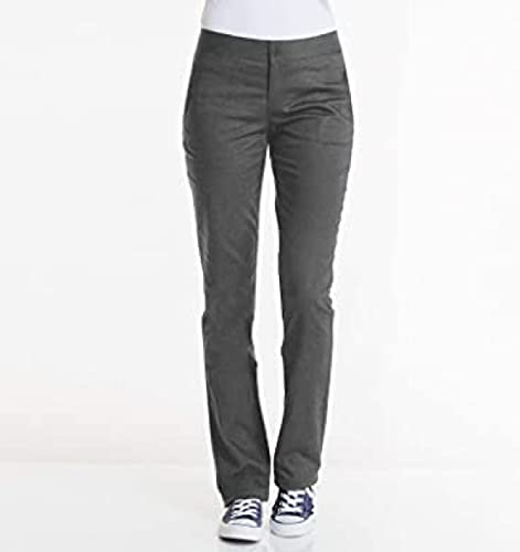 School Uniform Trouser Girls Back to School UK Half Elasticated Waist Slim Fit Trouser (13-14 Years, Grey)