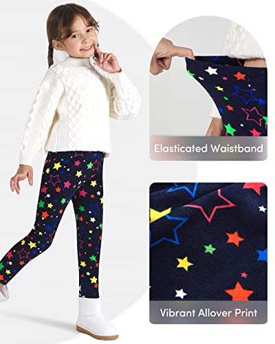Adorel Girls Fleece Lined Leggings Winter Trousers Pack of 2 Dots & Stars 4-5 Years (Manufacturer Size 110)