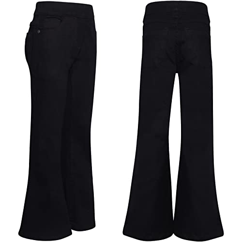 A2Z 4 Kids Girls Denim Jeans Comfort Stretchy Flared Bell Bottom Pants - Jeans JN36 Jet Black 11-12