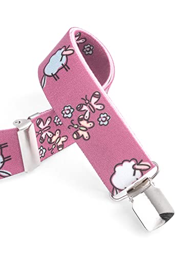 Olata Children’s Elasticated Sheep Design Y-Shape Braces/Suspenders (1-5 Years) - 2.5cm. Pink