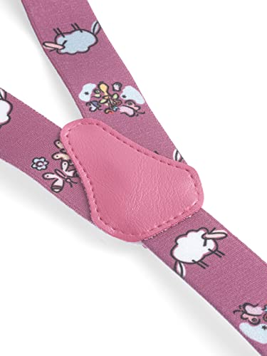 Olata Children’s Elasticated Sheep Design Y-Shape Braces/Suspenders (1-5 Years) - 2.5cm. Pink