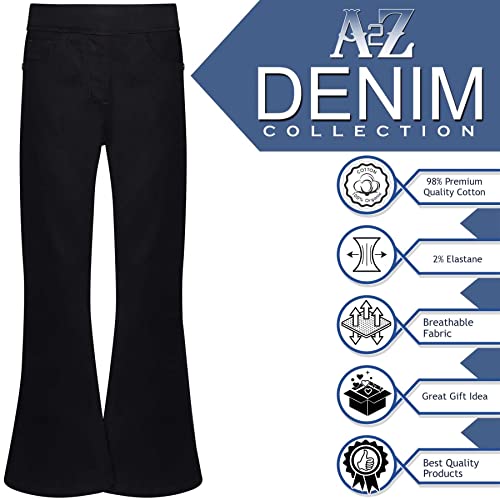 A2Z 4 Kids Girls Denim Jeans Comfort Stretchy Flared Bell Bottom Pants - Jeans JN36 Jet Black 11-12
