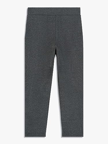 Girls Jersey School Trousers Pull Up Slim Leg School Uniform Heart Pendant Ages 3-18y Grey