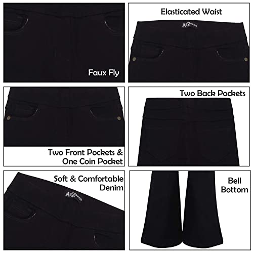 A2Z 4 Kids Girls Denim Jeans Comfort Stretchy Flared Bell Bottom Pants - Jeans JN36 Jet Black 11-12