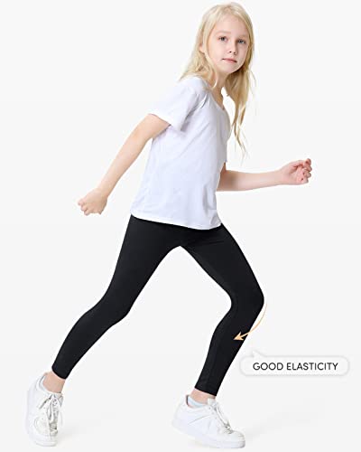 Domee Girls Leggings Cotton Full Length Plain Toddler Trousers Pack of 3 Black 4-5 Years (Manufacturer Size 110)