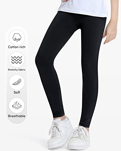 Domee Girls Leggings Cotton Full Length Plain Toddler Trousers Pack of 3 Black 4-5 Years (Manufacturer Size 110)