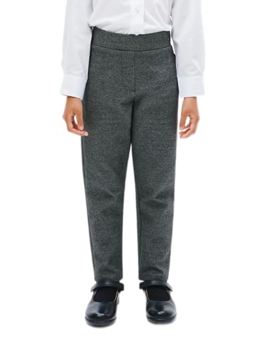 Girls Jersey Pull Up School Trousers School Uniform Heart Pendant Ages 3-18y Grey