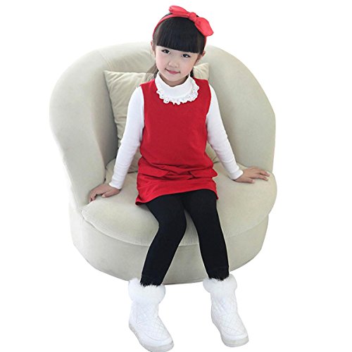 Yodensity Girls Full Length Warm Thick Cotton Leggins, Gray, L