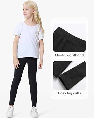 Domee Girls Leggings Cotton Full Length Plain Toddler Trousers Pack of 3 Black 4-5 Years (Manufacturer Size 110)