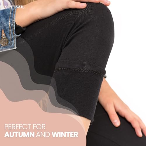 SOFTSAIL Fleece Lined Leggings Girls Children Cotton Kids Leggings Warm School Trousers Kids Fleece Lined Trousers Tights Thermal Pants for Girl, Black 9 Years
