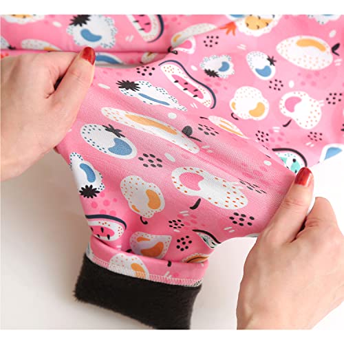 Girls Fleece Lined Leggings Set Thick Thermal Trousers Cotton Colourful Girls Winter Warm Pants Floral Printed Tights