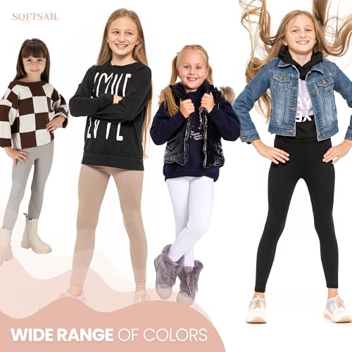 SOFTSAIL Fleece Lined Leggings Girls Children Cotton Kids Leggings Warm School Trousers Kids Fleece Lined Trousers Tights Thermal Pants for Girl, Black 9 Years