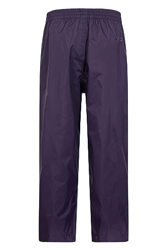 Mountain Warehouse Pakka Kids Waterproof Over Trousers - Taped Seams Rain Pants, Lightweight, Rip-Stop Overpants, Packaway Bag - for Spring Summer, Walking, Travelling Purple 9-10 Years