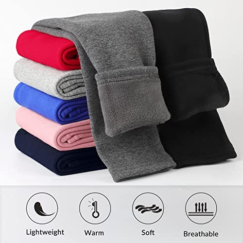 Witwot 2 Pack Girls Fleece Lined Leggings Thermal Winter Trouser Pants 4-5T Black-Dark Gray