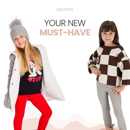 SOFTSAIL Fleece Lined Leggings Girls Children Cotton Kids Leggings Warm School Trousers Kids Fleece Lined Trousers Tights Thermal Pants for Girl, Black 9 Years