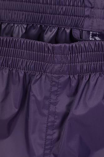 Mountain Warehouse Pakka Kids Waterproof Over Trousers - Taped Seams Rain Pants, Lightweight, Rip-Stop Overpants, Packaway Bag - for Spring Summer, Walking, Travelling Purple 9-10 Years