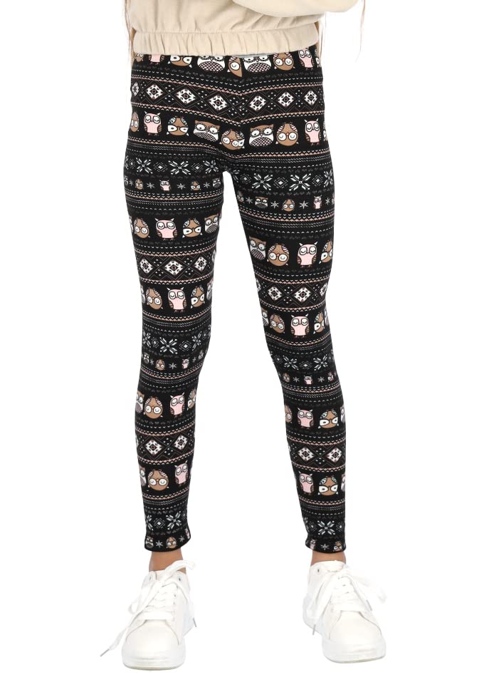 hi!mom Girls Extra Thick Christmas Pants Warm Leggings Winter Thermal Trousers Fur Inside Kids Fleece Lined Plush Cozy Pants Christmas Patterns Solid Colors Casual School Ski Pants 13-14 Years