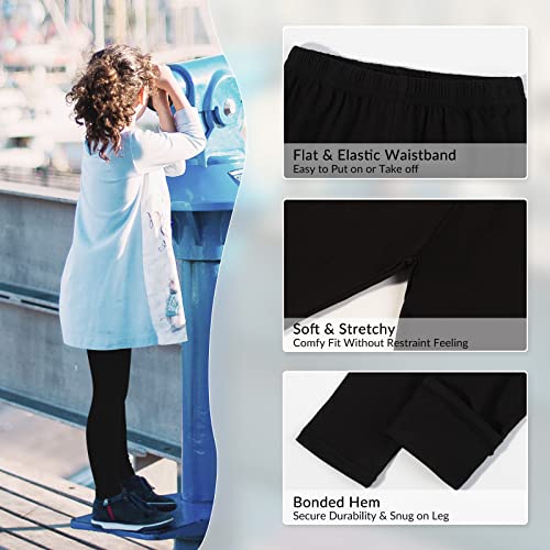 Witwot 3 Pack Girls Leggings Full Length Kids Toddler Cotton Pant Trouser 6-7 Years Black