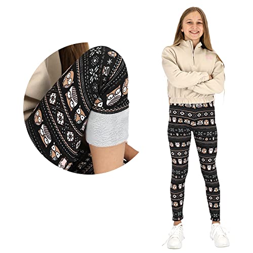 hi!mom Girls Extra Thick Christmas Pants Warm Leggings Winter Thermal Trousers Fur Inside Kids Fleece Lined Plush Cozy Pants Christmas Patterns Solid Colors Casual School Ski Pants 13-14 Years