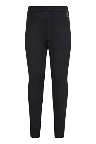 Mountain Warehouse Merino Kids Thermal Baselayer Trousers - Lightweight Winter Childrens Pants, Easy to Carry - Ideal for Both Girls & Boys Black 2-3 Years
