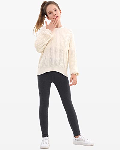 Domee Girls Fleece Lined Leggings Warm Thermal Winter Thick Trousers Pack of 2 Black Dark Gray 10-11 Years (Manufacturer Size 160)