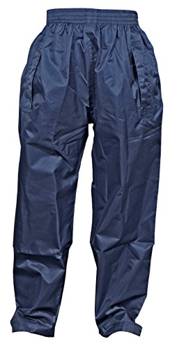 DRY KIDS Childrens Waterproof Over Trousers. Boys and Girls Rainwear for Outdoor Play, Navy Blue, 11-12 Years