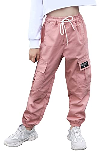 SEAUR - Girl Cargo Pants Girls Hip Hop Trousers Kids Cargo Trousers Loose Casual Streetwear Pants Pink