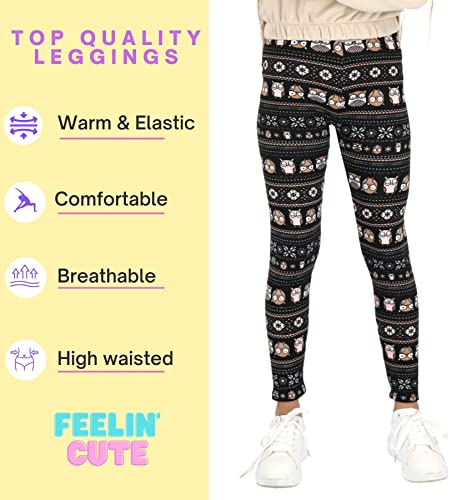 hi!mom Girls Extra Thick Christmas Pants Warm Leggings Winter Thermal Trousers Fur Inside Kids Fleece Lined Plush Cozy Pants Christmas Patterns Solid Colors Casual School Ski Pants 13-14 Years