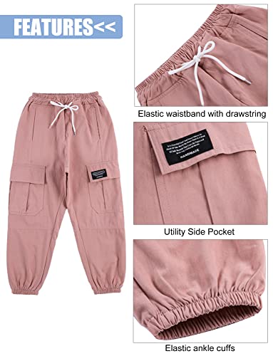 SEAUR - Girl Cargo Pants Girls Hip Hop Trousers Kids Cargo Trousers Loose Casual Streetwear Pants Pink