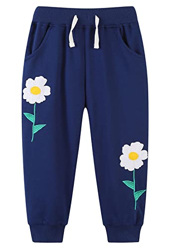 TEDD Girls Trousers Cotton Rainbow Pattern Sweatpants School Jogging Tracksuit Harem Pants with Pockets for Kids Age 3-4 Years