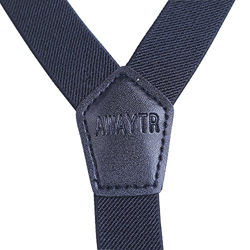 AWAYTR Suspenders for Kids Children Braces - Elasticated Adjustable Y shap Brown Leather 3 Clips on Suspender(Coffee)